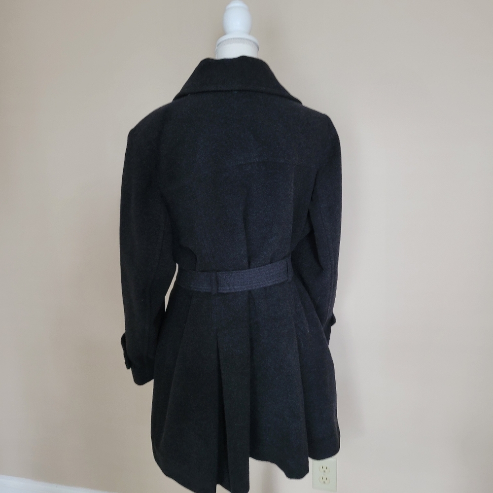 Michael Kors Womens Charcoal Gray Wool Blend Trench Coat Sz 16W - Picture 3 of 13